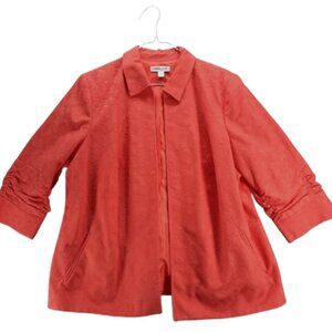 Coldwater Creek  Blazer Womens 16 Textured Open Jacket Orange, Cotton, Lined